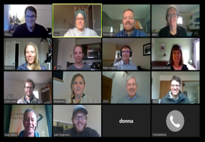 many faces during a Zoom conference call meeting