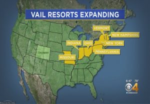 Map of US showing new Vail Resorts aquisitions